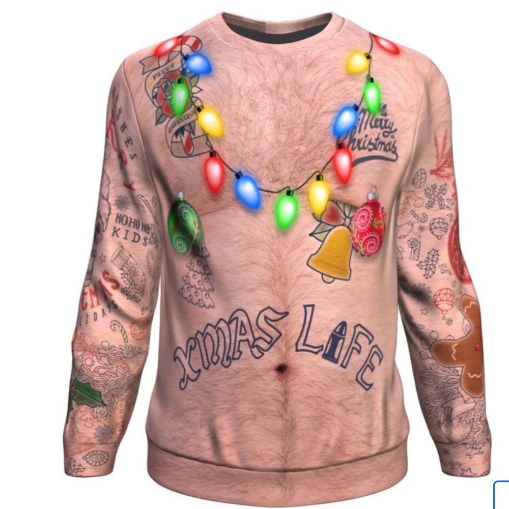 sexy Xmas life tattoo ugly Christmas crewneck
